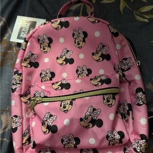 Kids Pink Character Print Backpack with Front Zip Pocket